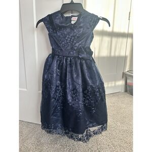 New Girls Nannette Kids‎ Floral Navy Blue Formal Party Dress Tule Size 6X